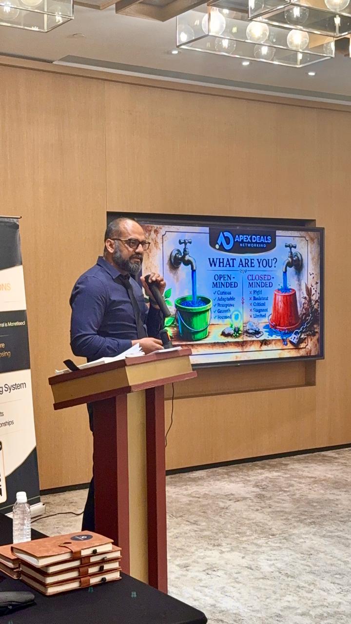 Vijay Sharma speaking at an ADN networking event